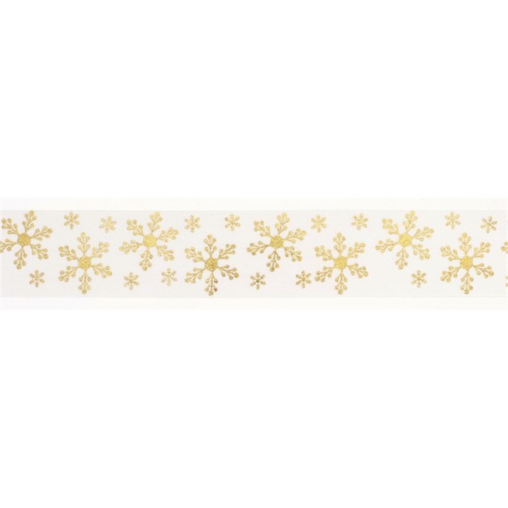 Gold & Ivory Snowflakes Ribbon
