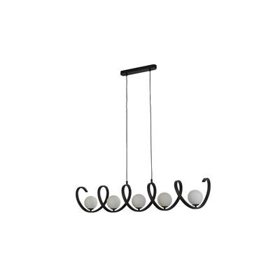 TWISTER 5LT CEILING PENDANT - BLACK METAL & OPAL