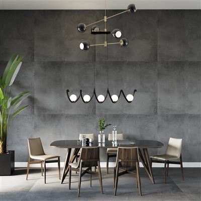TWISTER 5LT CEILING PENDANT - BLACK METAL & OPAL