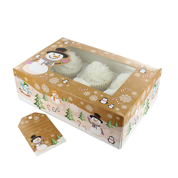 6/12 Cupcake Box - Snowman