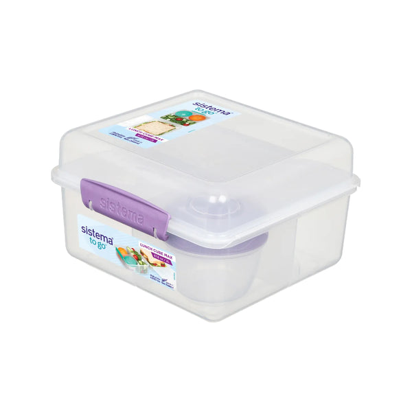 Sistema Lunch Cube Max ToGo with Yogurt Pot - Clear/Purple