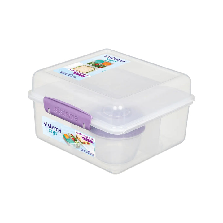 Sistema Lunch Cube Max ToGo with Yogurt Pot - Clear/Purple