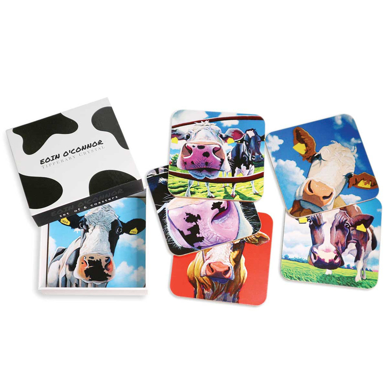 Eoin O Connor Set Of 6 Cow Coasters