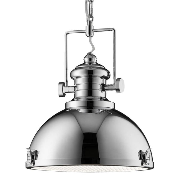LOUISIANA INDUSTRIAL CEILING PENDANT LIGHT - CHROME & CLEAR LENS