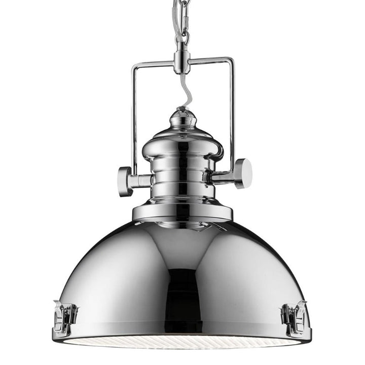 LOUISIANA INDUSTRIAL CEILING PENDANT LIGHT - CHROME & CLEAR LENS