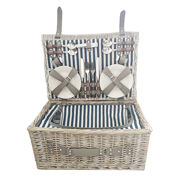 Four Person Traditional Hamper Blue Stripe Liner