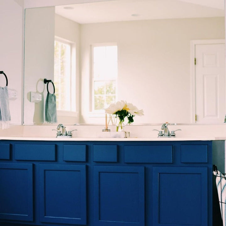 Navy by Beyond Paint. All In One Paint for bathroom cabinets from Smyths Homevalue.