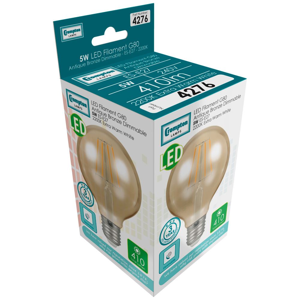 LED Globe G80 Filament Antique • Dimmable