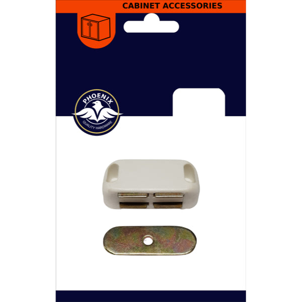 White Magnetic Door Catch - 2 Pack