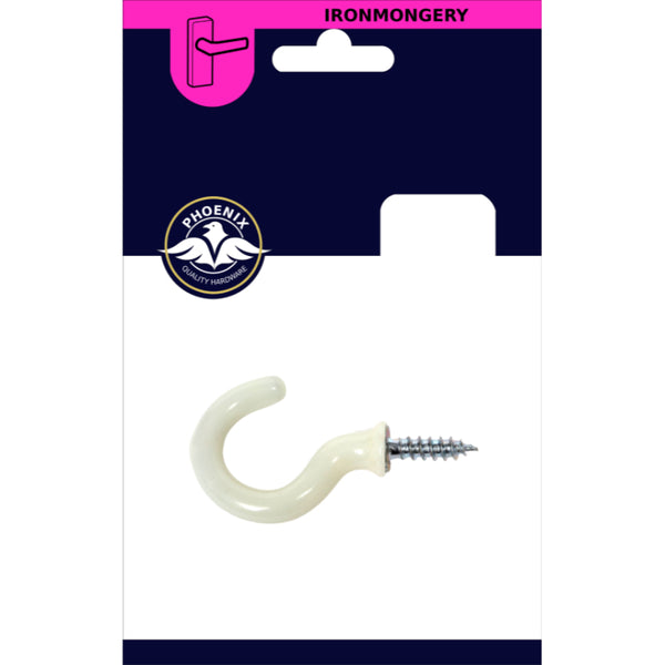 1 1/2 Inch White Cup Hooks - 4 Pack