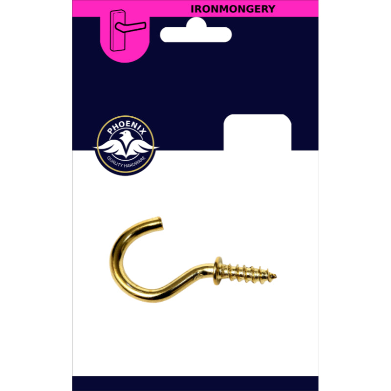 1 1/2 Inch Brass Cup Hook - 4 Pack