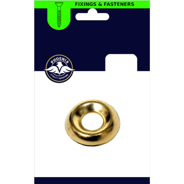 Phoenix Brass Plated Screw Cup Washer - 20 Pack