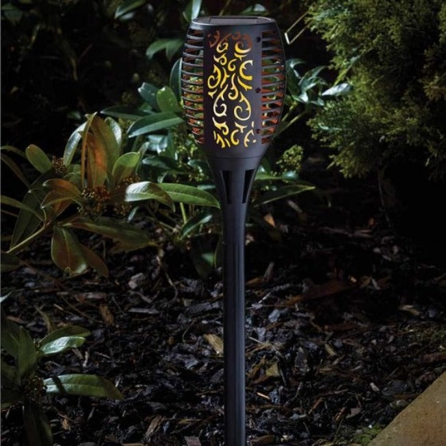 Cool Flaming Torch Solar Garden Light - Black