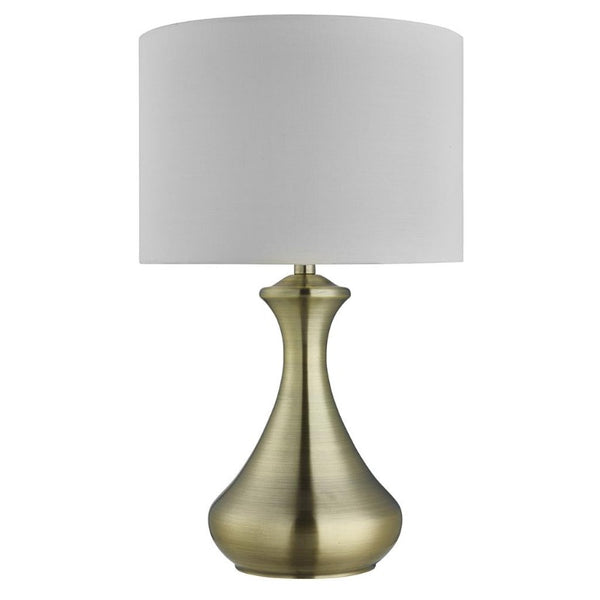 TOUCH TABLE LAMP - ANTIQUE BRASS & FABRIC SHADE