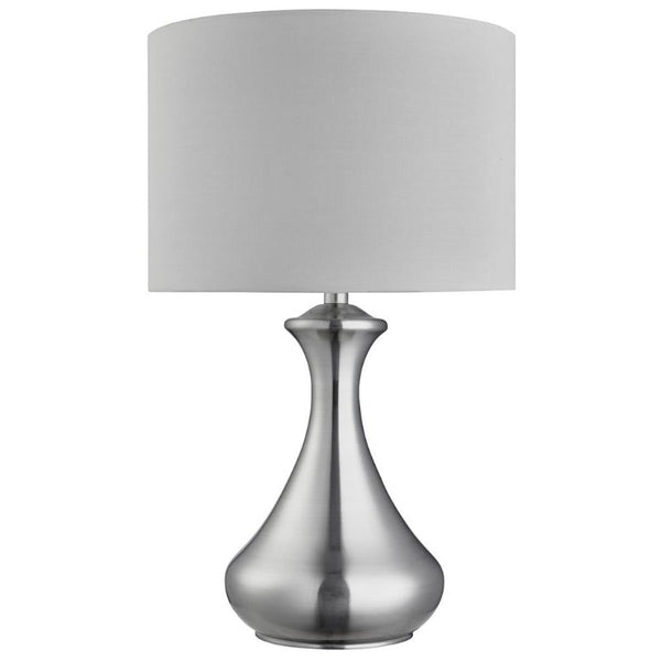TOUCH TABLE LAMP - SATIN SILVER & FABRIC SHADE