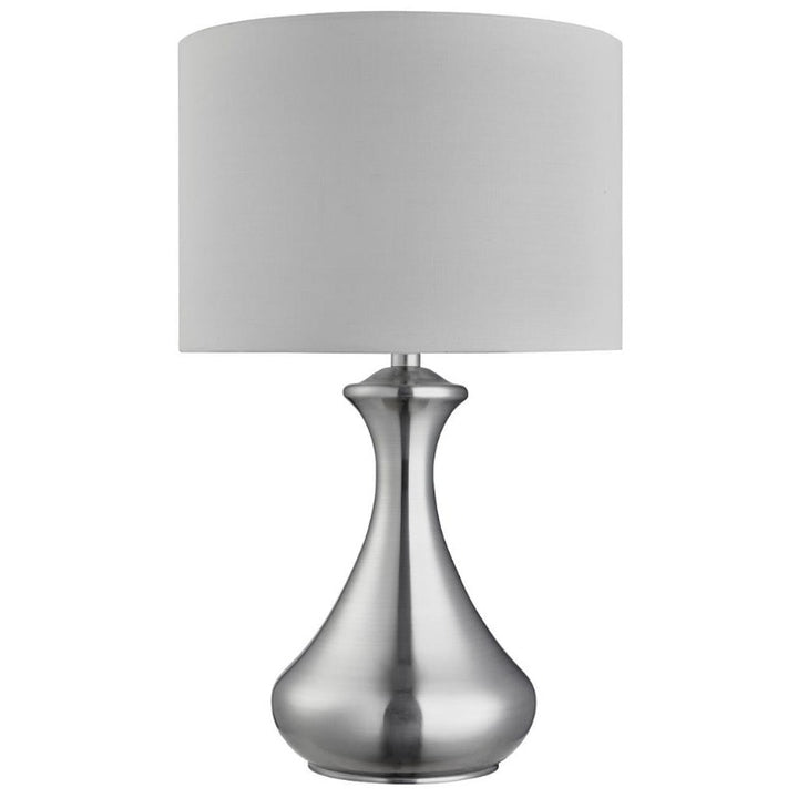 TOUCH TABLE LAMP - SATIN SILVER & FABRIC SHADE