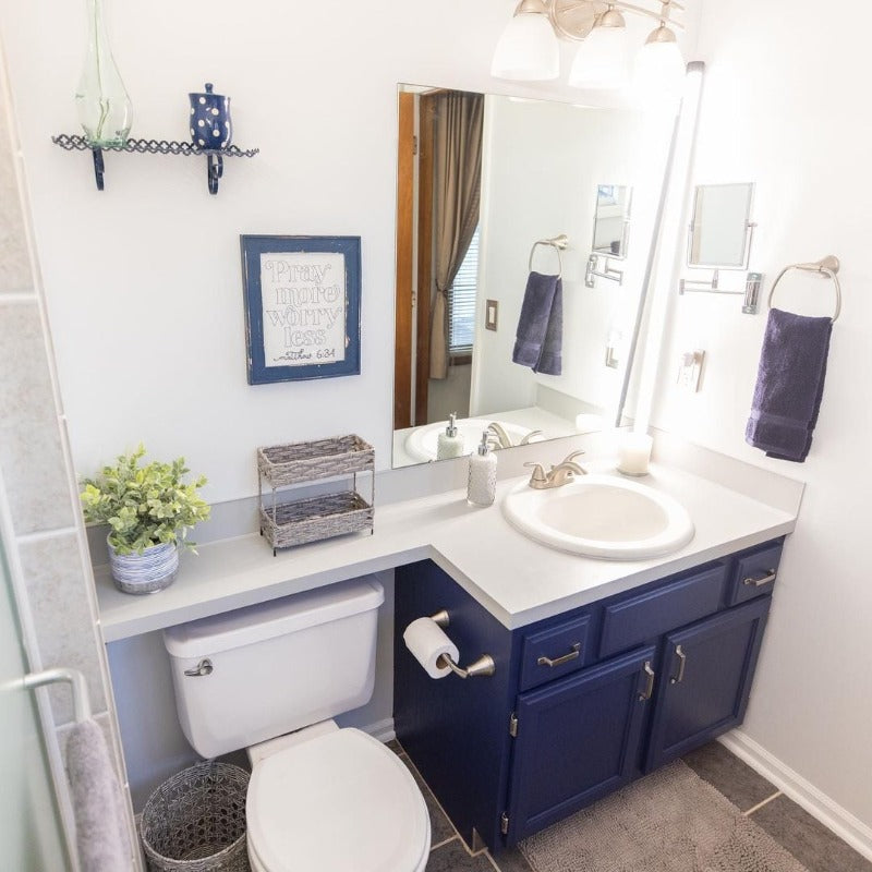 Navy by Beyond Paint. All In One Paint for bathroom cabinets from Smyths Homevalue.  