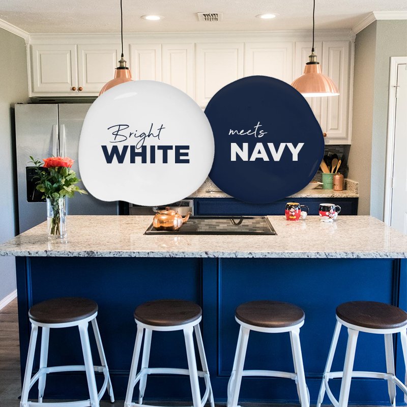 Navy by Beyond Paint. All In One Paint for kitchen cabinet presses from Smyths Homevalue.