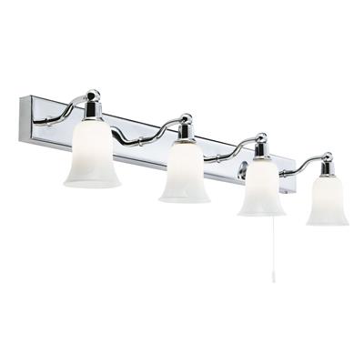 EQUADOR 4LT LED BATHROOM LIGHT - CHROME & OPAL GLASS, IP44