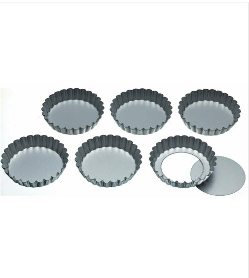 KitchenCraft Set of Six 10cm Loose Base Tart Tins