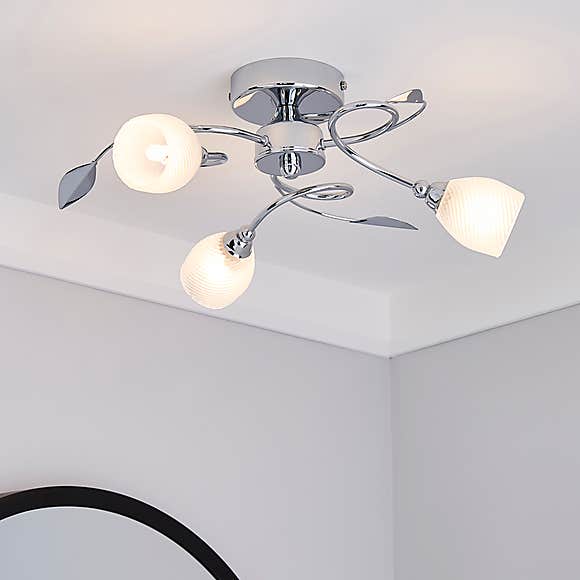 Swirl 3 Light Chrome Semi-Flush Ceiling Fitting