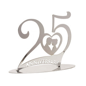 Metallic Silver 25th Anniversary Cake Topper Cutting 20X16cm