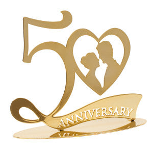 Metallic Gold 50th Anniversary Cake Topper 20X16cm