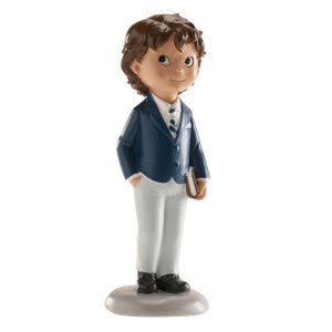 Communion Boy Cake Topper Blue Suit 13cm