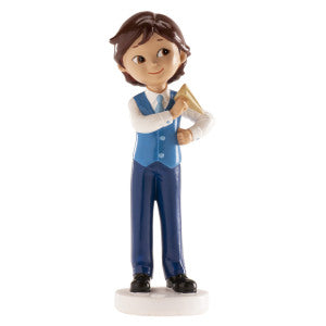 Communion Boy With Plane Cake Topper Blue Suit 13cm
