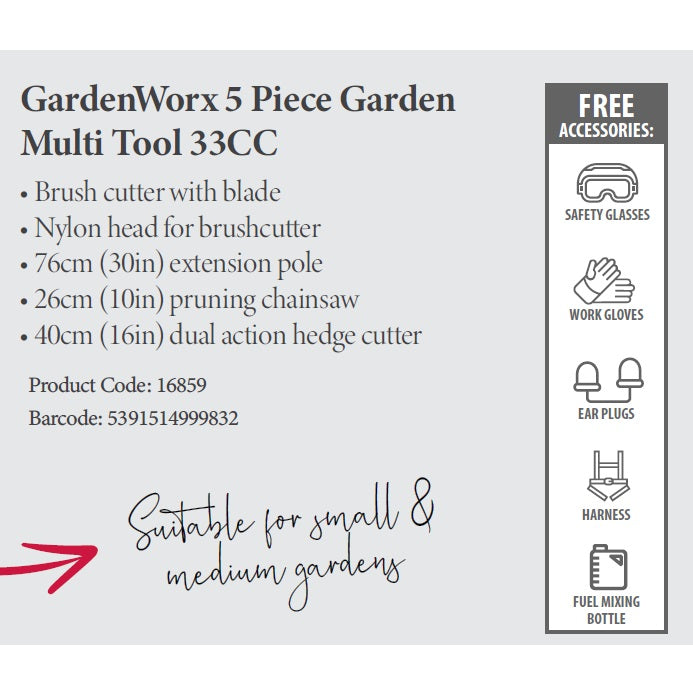 33cc GardenWorx 5 Piece Multi-Tool