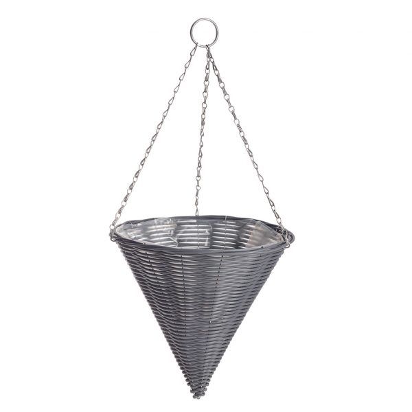 35 cm / 14" Rattan Effect Cone Hanging Basket