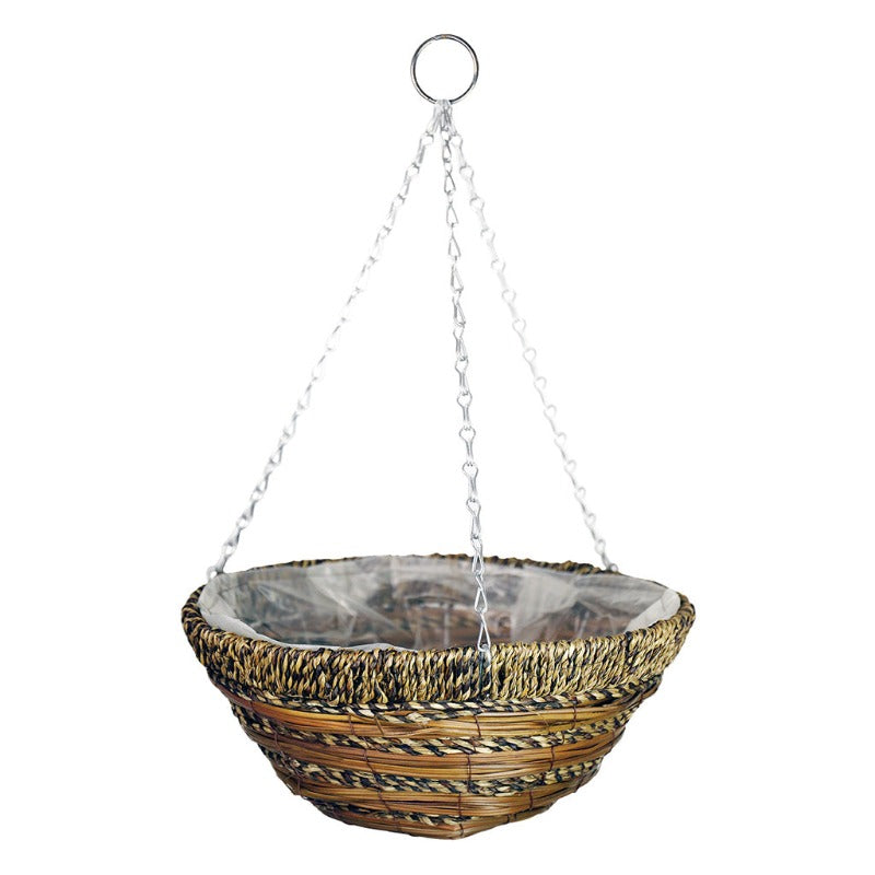 35 cm /14" Sisal Rope & Fern Hanging Basket
