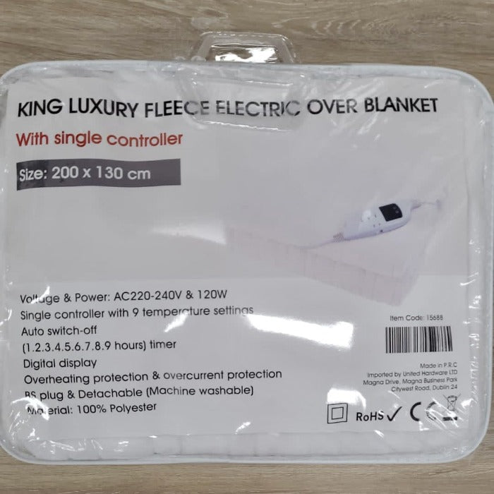 King Size - Luxury Fleece Over-Blanket Electric Heated Blanket