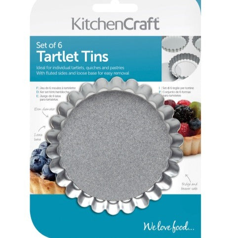 KitchenCraft Set of Six 10cm Loose Base Tart TinsKitchenCraft Set of Six 10cm Loose Base Tart Tins