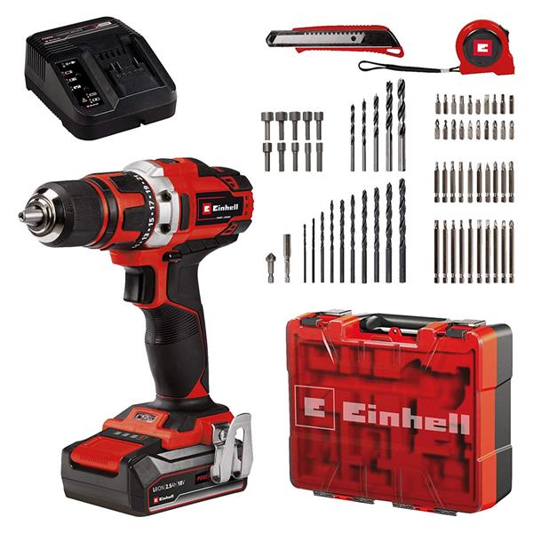 Einhell 18V Drill Driver + 69 Piece Accessory Kit