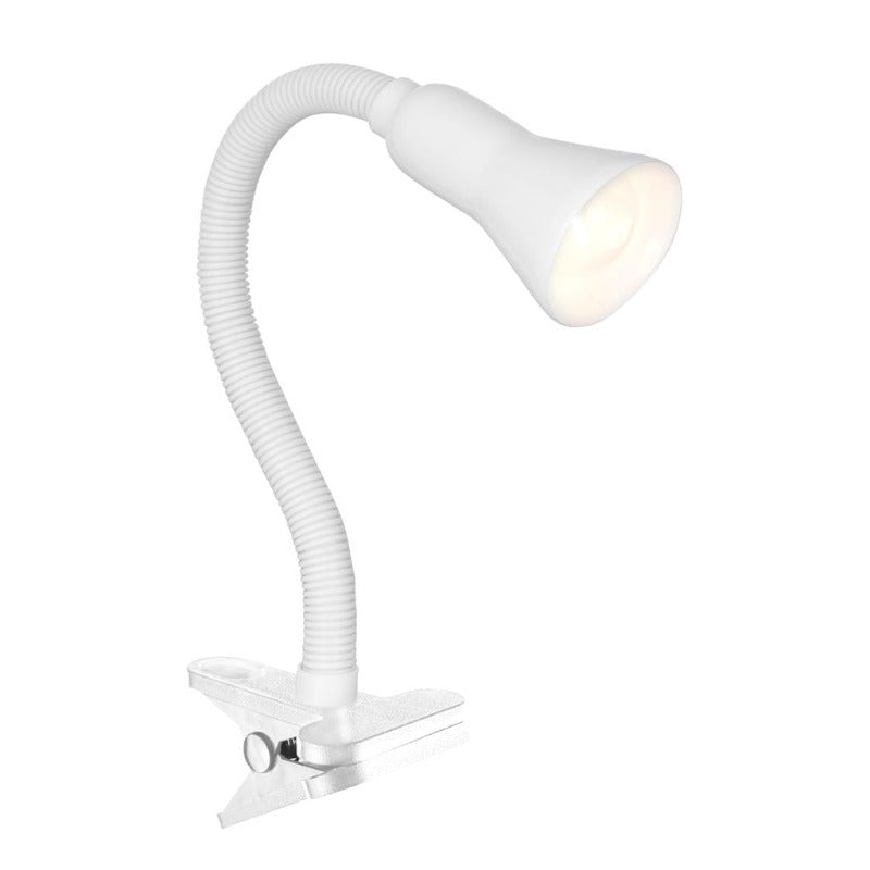 DESK PARTNERS FLEX CLIP TASK LAMP - WHITE METAL