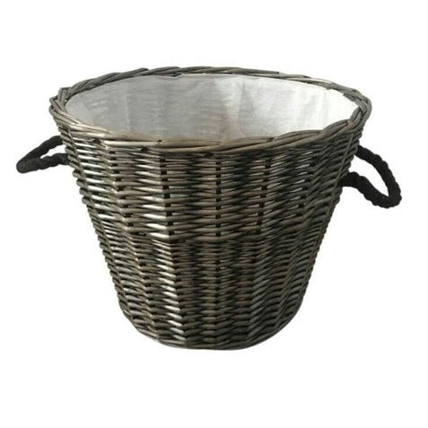 Rope Round Grey Willow Basket with Liner