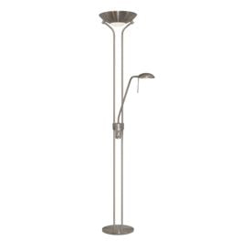SATIN SILVER MOTHER AND CHILD FLOOR LAMP WITH DOUBLE DIMMER