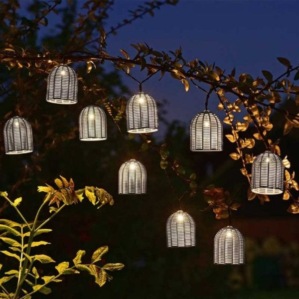 Faux Rattan Solar Garden String Lights- Pack of 10
