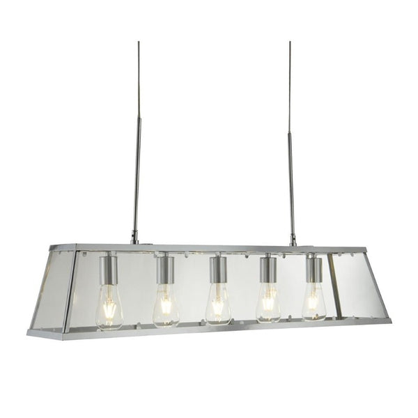 VOYAGER 5LT BAR CEILING PENDANT - CHROME & GLASS