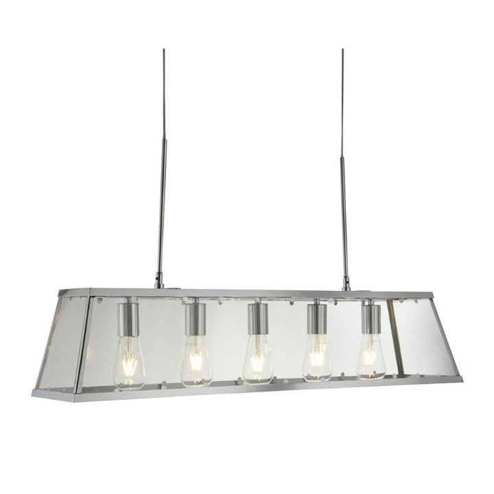 VOYAGER 5LT BAR CEILING PENDANT - CHROME & GLASS