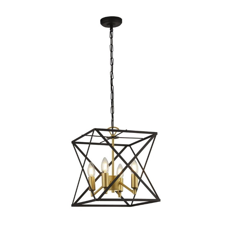 HEXA 4LT CEILING PENDANT - BLACK METAL & SATIN BRASS