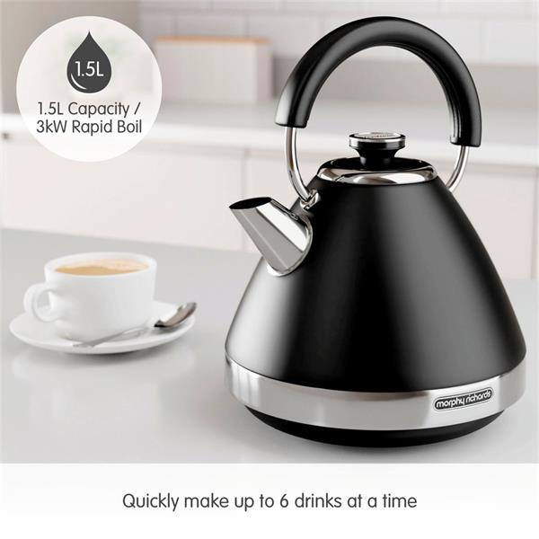 Morphy Richards 1.5L Venture Pyramid Kettle - Black
