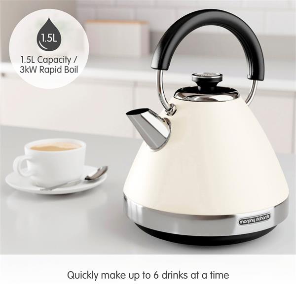 Morphy Richards 1.5L Venture Pyramid Kettle - Cream