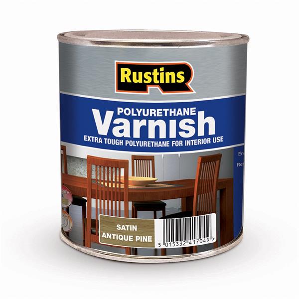 Rustins Polyurethane Clear Varnish - Satin Antique Pine