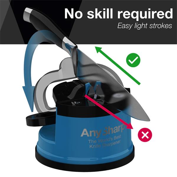 Anysharp Knife Sharpener - World's Best Knife Sharpener with Powergrip, Blue