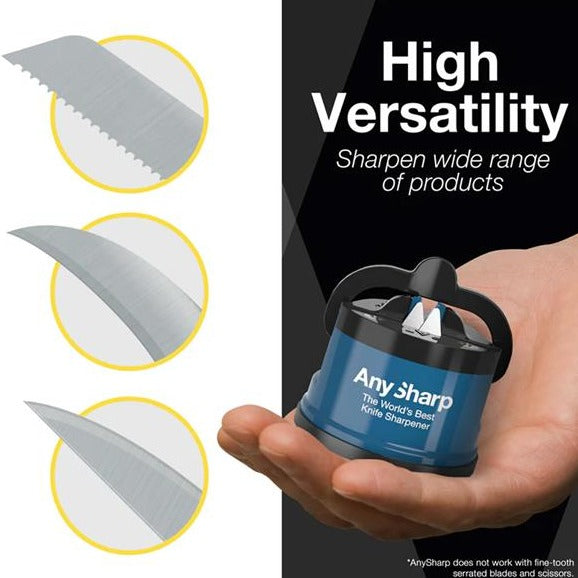 Anysharp Knife Sharpener - World's Best Knife Sharpener with Powergrip, Blue