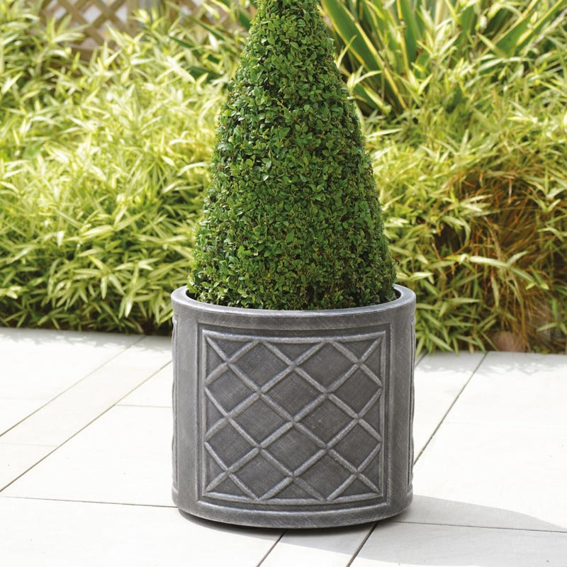 Stewart Lead Effect Round Garden Planter - Pewter Effect