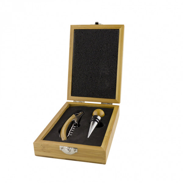 3PCE WINE SET, WOODEN CASE