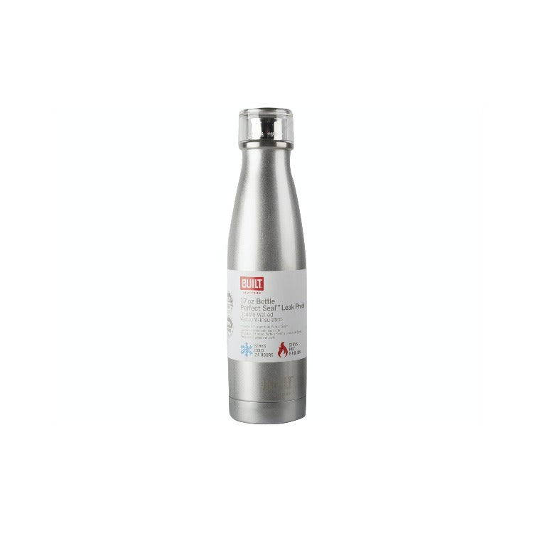 BUILT 480ml Double Walled Stainless Steel Water Bottle Silver